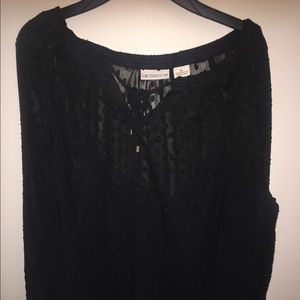 Black mesh blouse with solid black dots